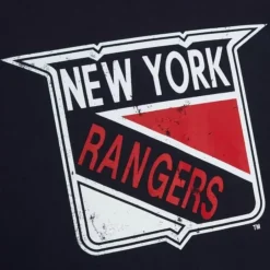 Men Mitchell & Ness T-Shirts & Tops-Distressed Logo Ls Tee New York Rangers