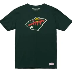 Men Mitchell & Ness T-Shirts & Tops-Distressed Logo Tee Minnesota Wild
