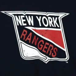 Men Mitchell & Ness T-Shirts & Tops-Distressed Logo Tee New York Rangers