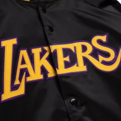 Men Mitchell & Ness Jackets & Outerwear-Double Clutch Lightweight Satin Jacket Los Angeles Lakers