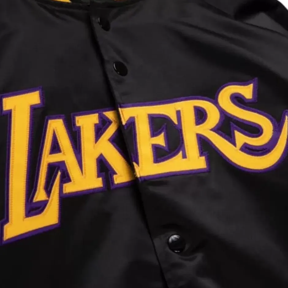 Men Mitchell & Ness Jackets & Outerwear-Double Clutch Lightweight Satin Jacket Los Angeles Lakers