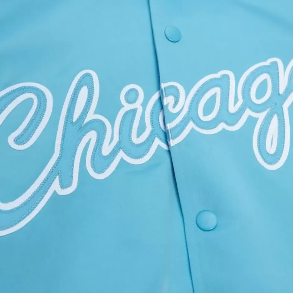 Men Mitchell & Ness Jackets & Outerwear-Double Clutch Lightweight Satin Jacket Chicago Bulls