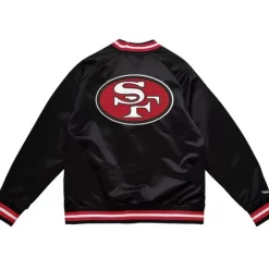 Men Mitchell & Ness Jackets & Outerwear-Double Clutch Lightweight Satin Jacket San Francisco 49Ers