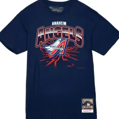 Men Mitchell & Ness T-Shirts & Tops-Earthquake Tee Anaheim Angels