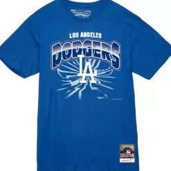 Men Mitchell & Ness T-Shirts & Tops-Earthquake Tee Los Angeles Dodgers