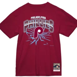 Men Mitchell & Ness T-Shirts & Tops-Earthquake Tee Philadelphia Phillies