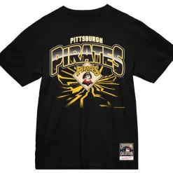 Men Mitchell & Ness T-Shirts & Tops-Earthquake Tee Pittsburgh Pirates