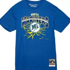 Men Mitchell & Ness T-Shirts & Tops-Earthquake Tee Seattle Mariners