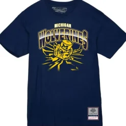 Men Mitchell & Ness T-Shirts & Tops-Earthquake Tee University Of Michigan