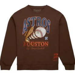 Men Mitchell & Ness Hoodies & Sweatshirts-Easy Cool Crewneck Sweatshirt Houston Astros