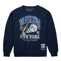 Men Mitchell & Ness Hoodies & Sweatshirts-Easy Cool Crewneck Sweatshirt New York Yankees
