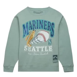 Men Mitchell & Ness Hoodies & Sweatshirts-Easy Cool Crewneck Sweatshirt Seattle Mariners