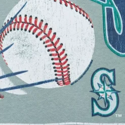 Men Mitchell & Ness Hoodies & Sweatshirts-Easy Cool Crewneck Sweatshirt Seattle Mariners