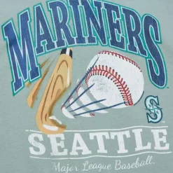 Men Mitchell & Ness Hoodies & Sweatshirts-Easy Cool Crewneck Sweatshirt Seattle Mariners