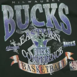 Men Mitchell & Ness Hoodies & Sweatshirts-Easy Cool Crewneck Sweatshirt Milwaukee Bucks