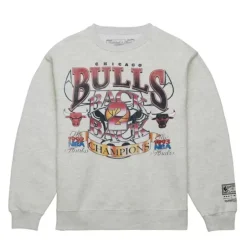 Men Mitchell & Ness Hoodies & Sweatshirts-Easy Cool Crewneck Sweatshirt Chicago Bulls