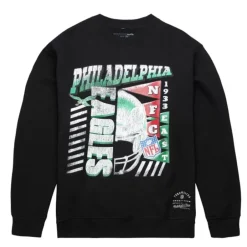Men Mitchell & Ness Hoodies & Sweatshirts-Easy Cool Crewneck Sweatshirt Philadelphia Eagles