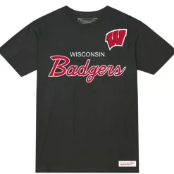 Men Mitchell & Ness T-Shirts & Tops-Elite Tee University Of Wisconsin - Madison