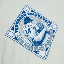 Men Mitchell & Ness T-Shirts & Tops-Emblem Ringer Los Angeles Dodgers Fernando Valenzuela