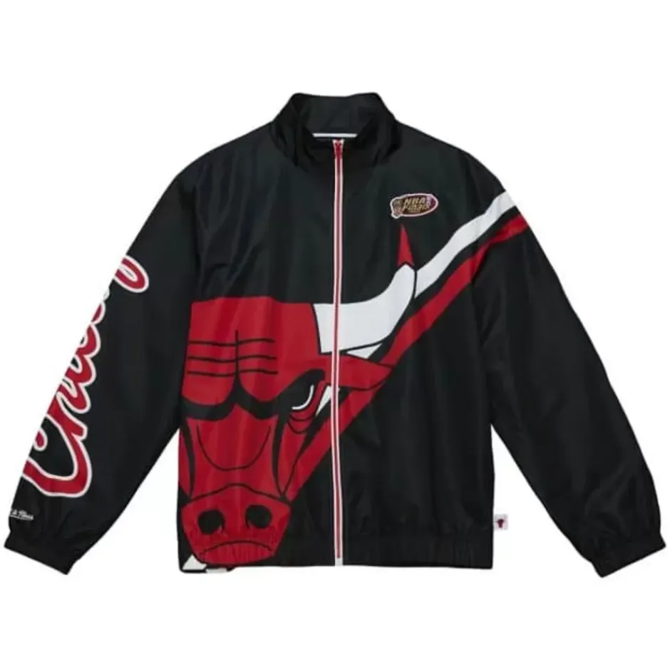 Men Mitchell & Ness Jackets & Outerwear-Exploded Logo Warm Up Jacket Chicago Bulls