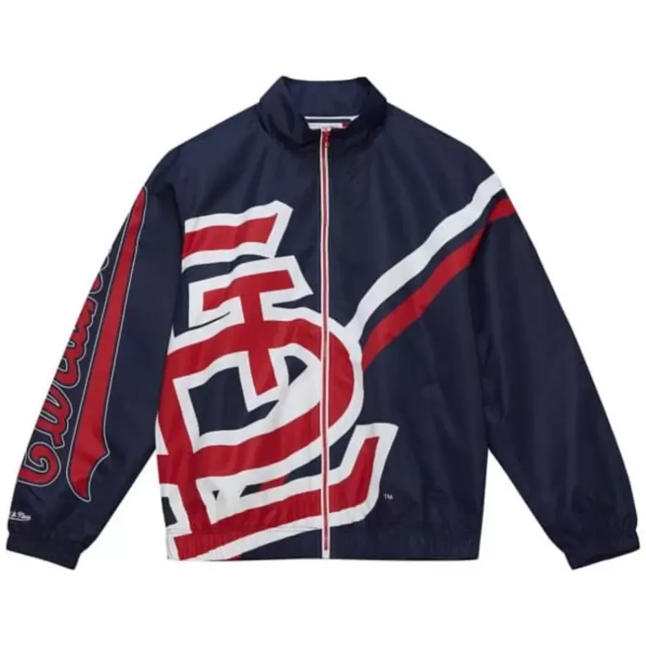 Men Mitchell & Ness Jackets & Outerwear-Exploded Logo Warm Up Jacket St. Louis Cardinals