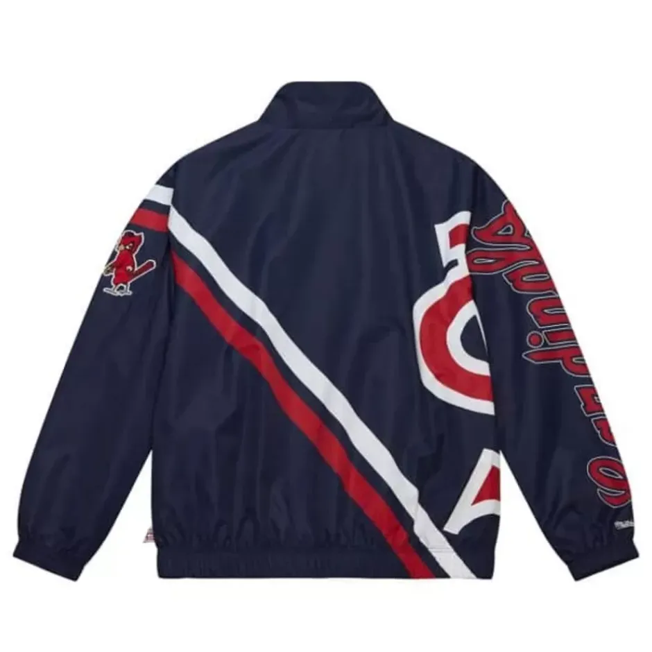 Men Mitchell & Ness Jackets & Outerwear-Exploded Logo Warm Up Jacket St. Louis Cardinals