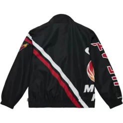 Men Mitchell & Ness Jackets & Outerwear-Exploded Logo Warm Up Jacket Miami Heat