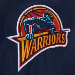 Men Mitchell & Ness Jackets & Outerwear-Exploded Logo Warm Up Jacket Golden State Warriors