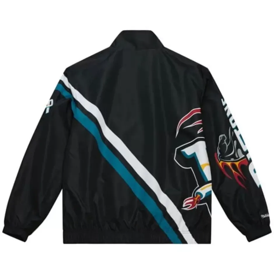 Men Mitchell & Ness Jackets & Outerwear-Exploded Logo Warm Up Jacket Detroit Pistons