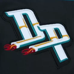 Men Mitchell & Ness Jackets & Outerwear-Exploded Logo Warm Up Jacket Detroit Pistons