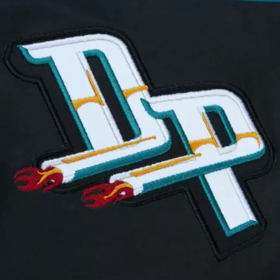 Men Mitchell & Ness Jackets & Outerwear-Exploded Logo Warm Up Jacket Detroit Pistons