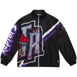 Men Mitchell & Ness Jackets & Outerwear-Exploded Logo Warm Up Jacket Toronto Raptors