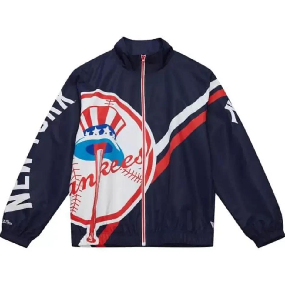 Men Mitchell & Ness Jackets & Outerwear-Exploded Logo Warm Up Jacket New York Yankees