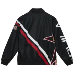 Men Mitchell & Ness Jackets & Outerwear-Exploded Logo Warm Up Jacket Philadelphia 76Ers