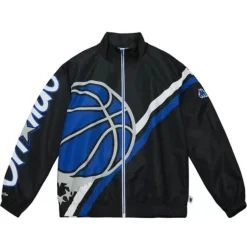Men Mitchell & Ness Jackets & Outerwear-Exploded Logo Warm Up Jacket Orlando Magic