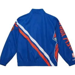 Men Mitchell & Ness Jackets & Outerwear-Exploded Logo Warm Up Jacket New York Knicks