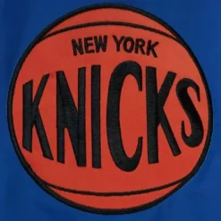 Men Mitchell & Ness Jackets & Outerwear-Exploded Logo Warm Up Jacket New York Knicks