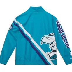 Men Mitchell & Ness Jackets & Outerwear-Exploded Logo Warm Up Jacket Charlotte Hornets