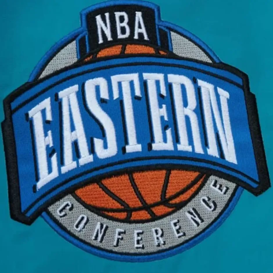 Men Mitchell & Ness Jackets & Outerwear-Exploded Logo Warm Up Jacket Charlotte Hornets