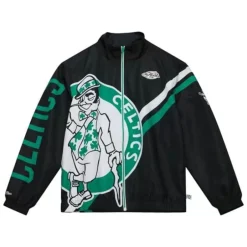 Men Mitchell & Ness Jackets & Outerwear-Exploded Logo Warm Up Jacket Boston Celtics