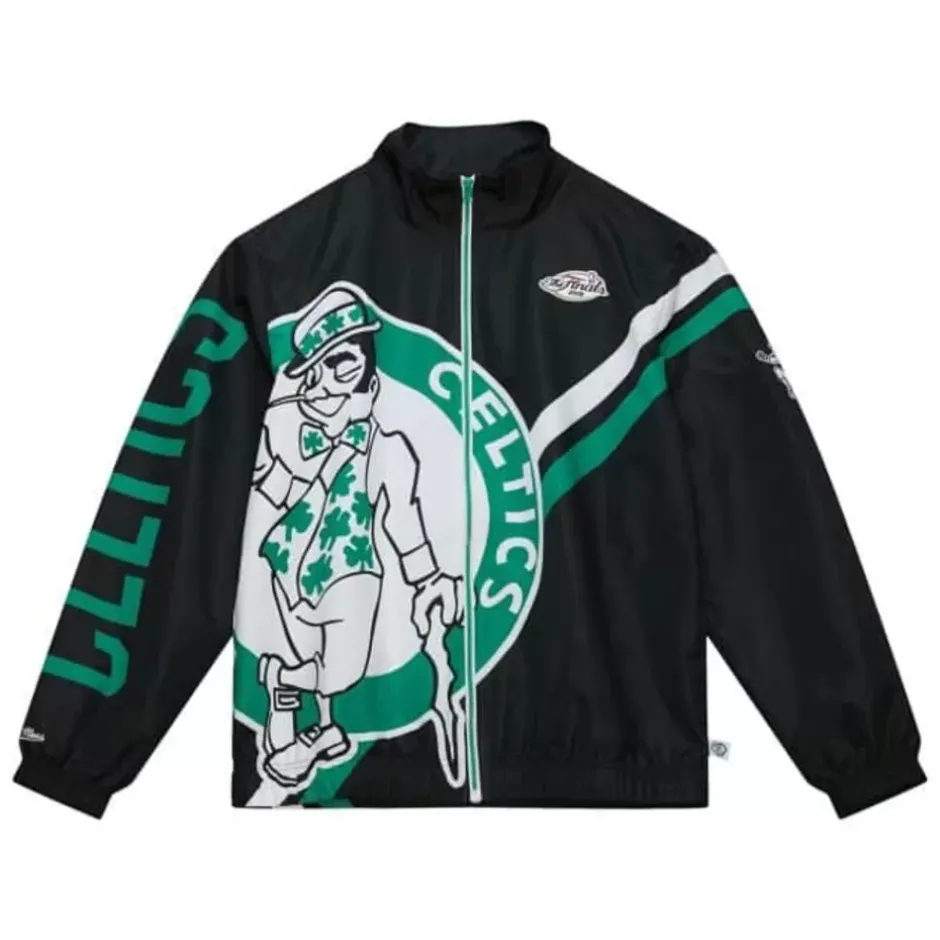 Men Mitchell & Ness Jackets & Outerwear-Exploded Logo Warm Up Jacket Boston Celtics