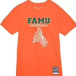 Men Mitchell & Ness T-Shirts & Tops-Famu Basketball Tee Florida A&M University