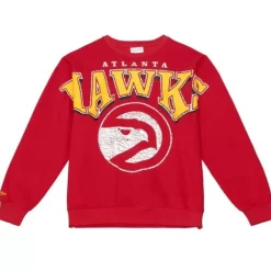 Men Mitchell & Ness Hoodies & Sweatshirts-Fashion Fleece Crew Atlanta Hawks