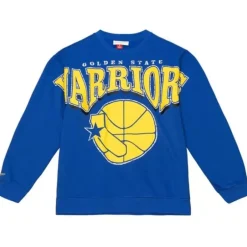 Men Mitchell & Ness Hoodies & Sweatshirts-Fashion Fleece Crew Golden State Warriors