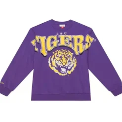 Men Mitchell & Ness Hoodies & Sweatshirts-Fashion Fleece Crew Louisiana State University
