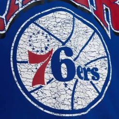 Men Mitchell & Ness Hoodies & Sweatshirts-Fashion Fleece Crew Philadelphia 76Ers