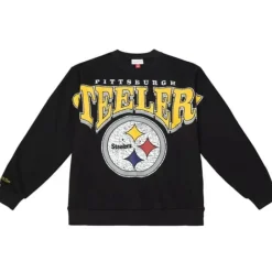 Men Mitchell & Ness Hoodies & Sweatshirts-Fashion Fleece Crew Pittsburgh Steelers