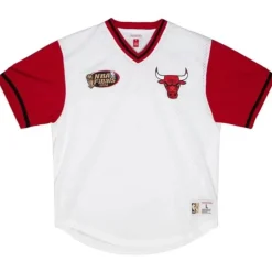 Men Mitchell & Ness T-Shirts & Tops-Fashion Mesh V-Neck Chicago Bulls