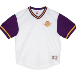 Men Mitchell & Ness T-Shirts & Tops-Fashion Mesh V-Neck Los Angeles Lakers