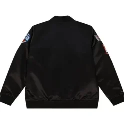 Men Mitchell & Ness Jackets & Outerwear-Flight Satin Bomber Jacket Atlanta Hawks